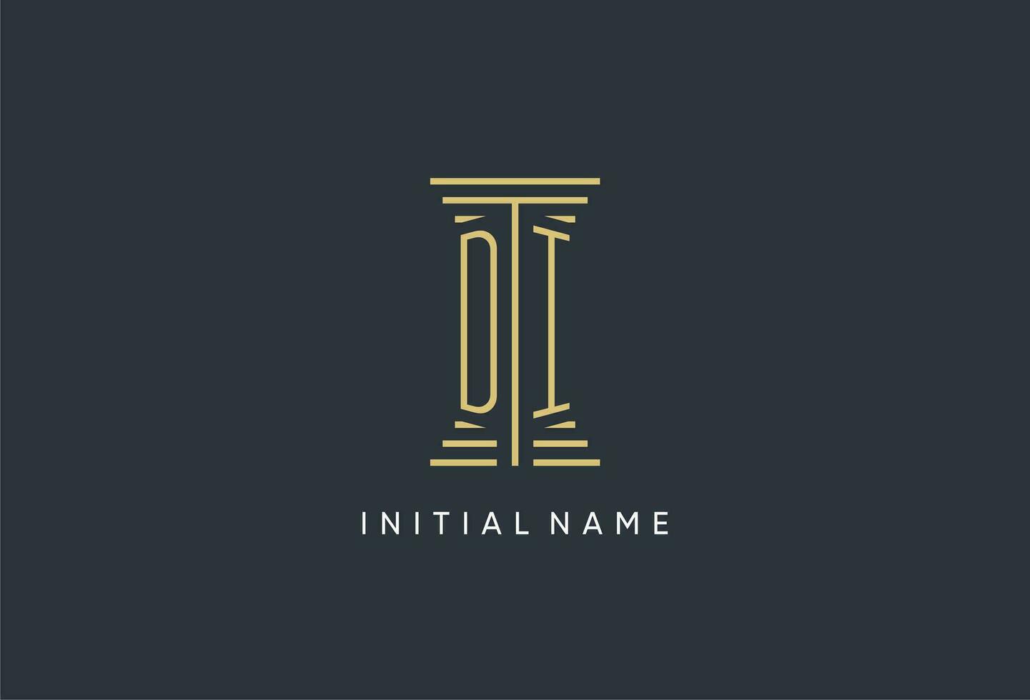 DI initial monogram with pillar shape logo design vector