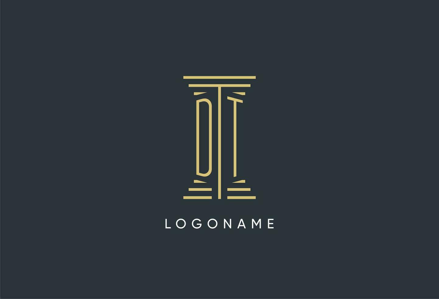 DT initial monogram with pillar shape logo design vector