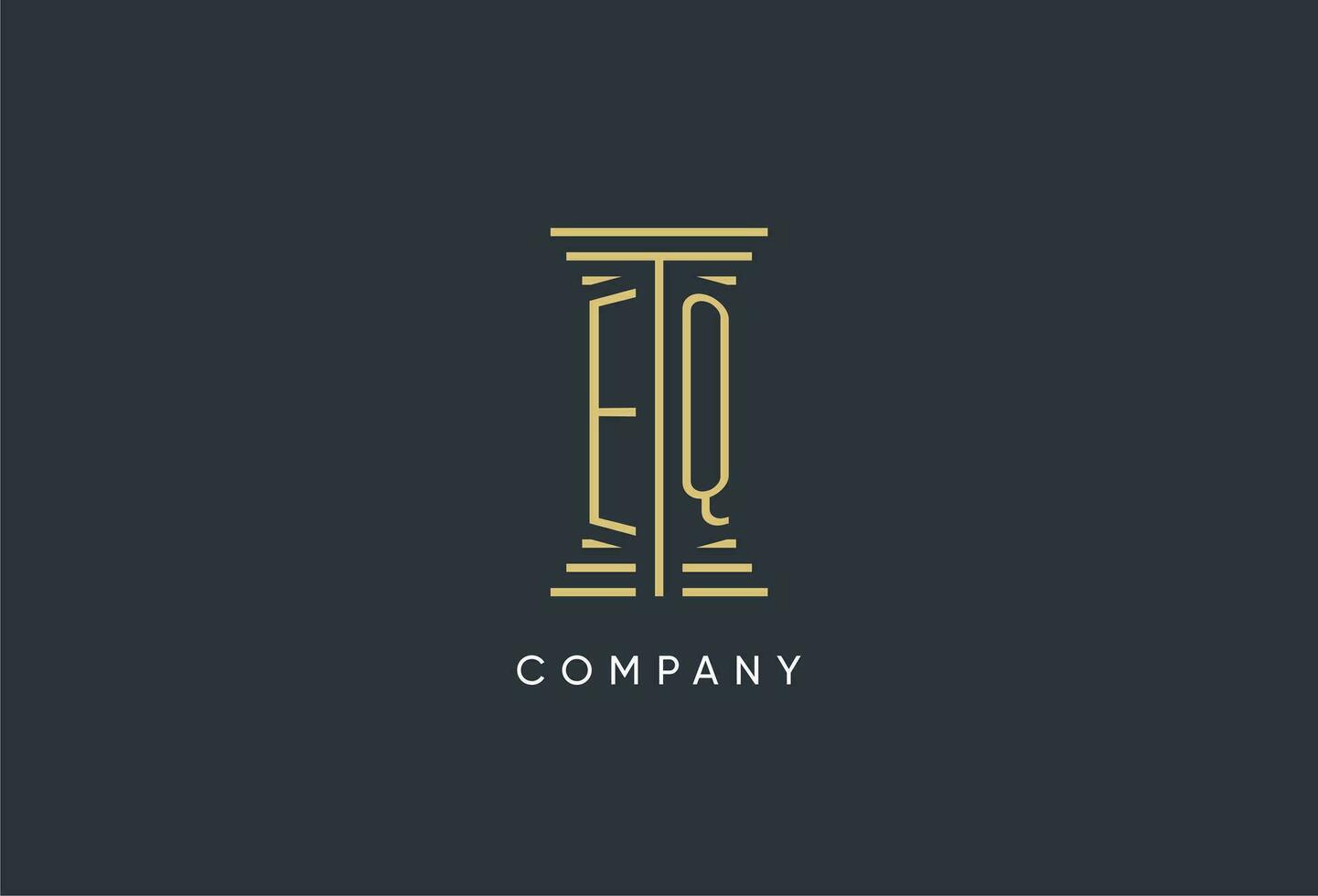 EQ initial monogram with pillar shape logo design vector