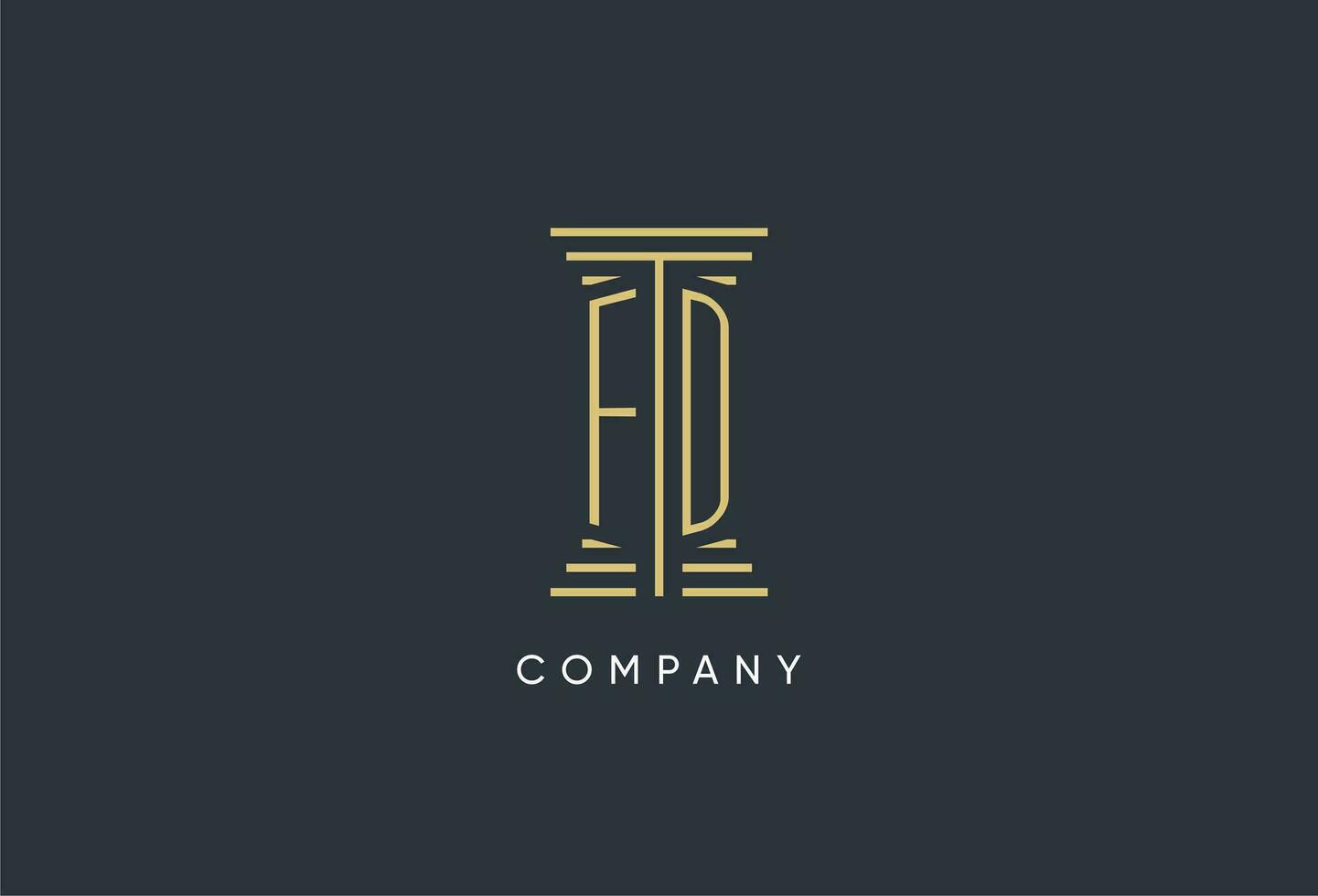 FD initial monogram with pillar shape logo design vector