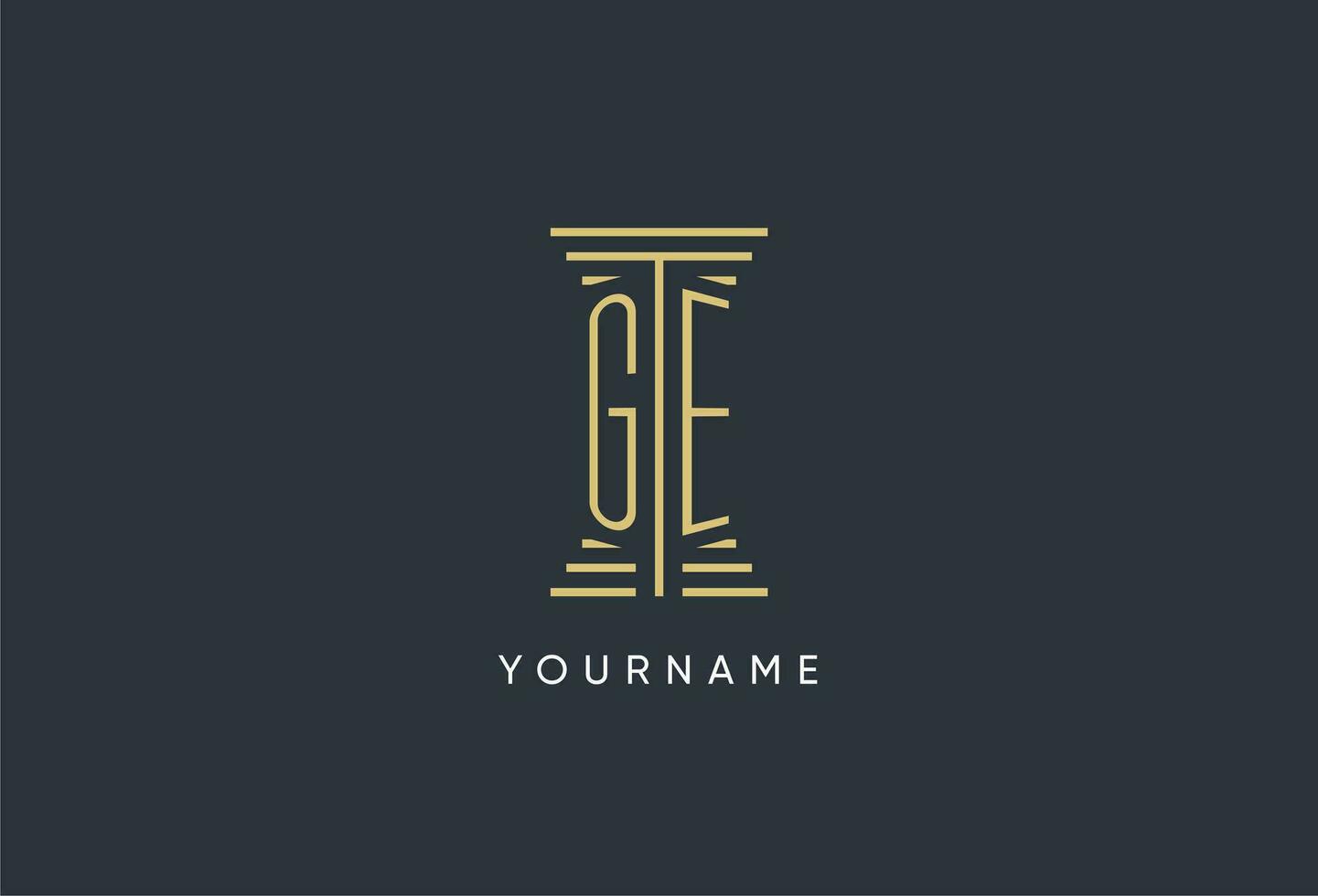 GE initial monogram with pillar shape logo design vector