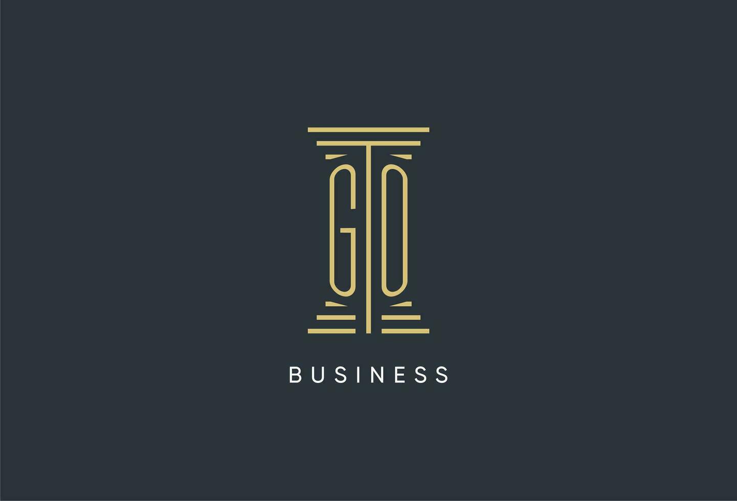 GO initial monogram with pillar shape logo design vector