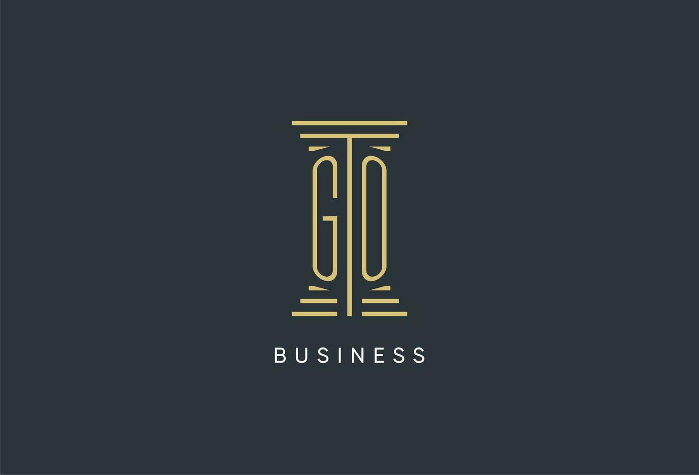 GO initial monogram with pillar shape logo design vector