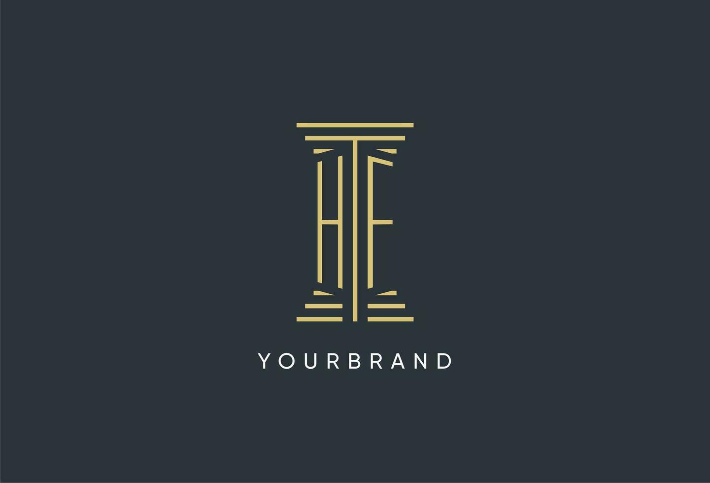 HF initial monogram with pillar shape logo design vector