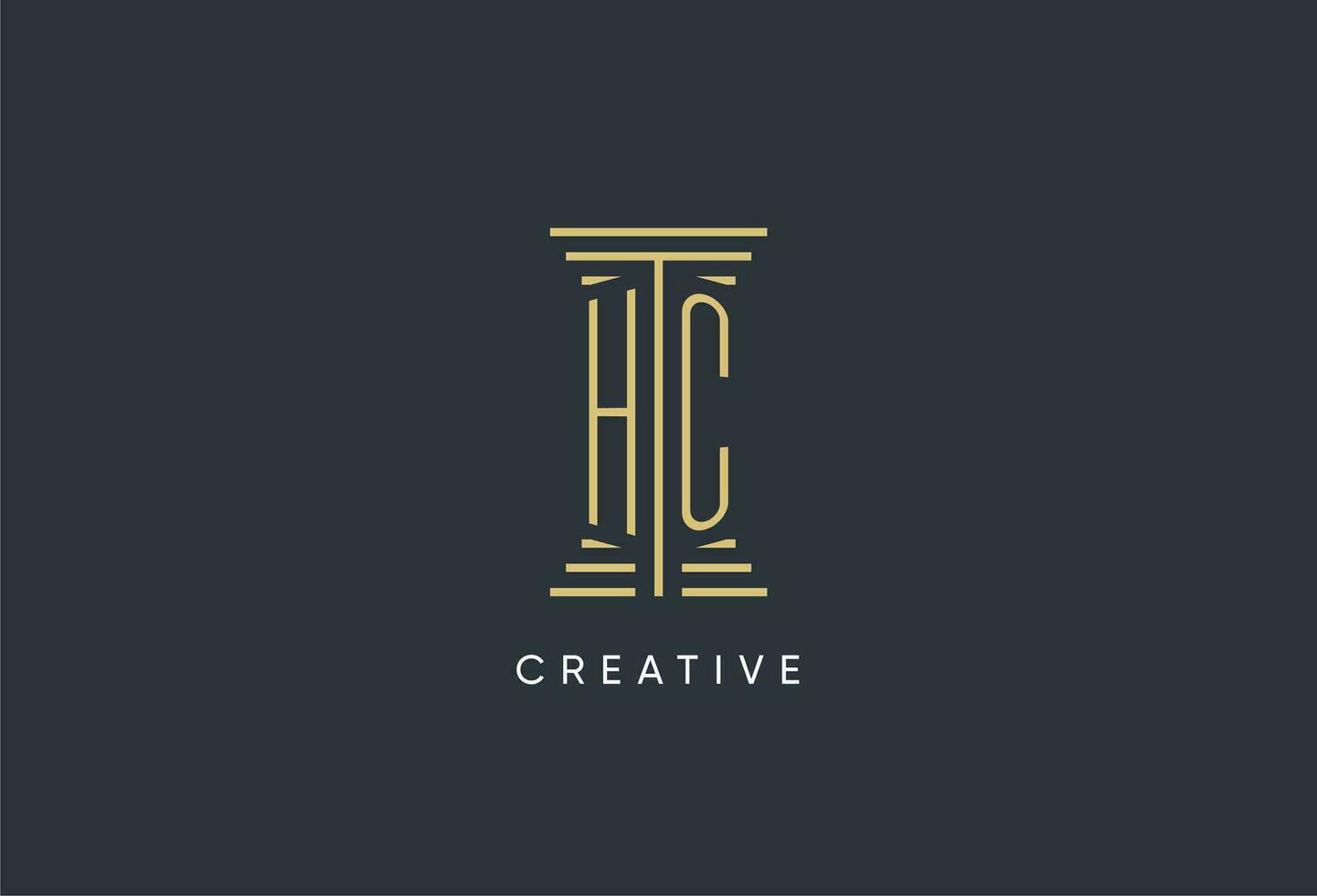 HC initial monogram with pillar shape logo design vector