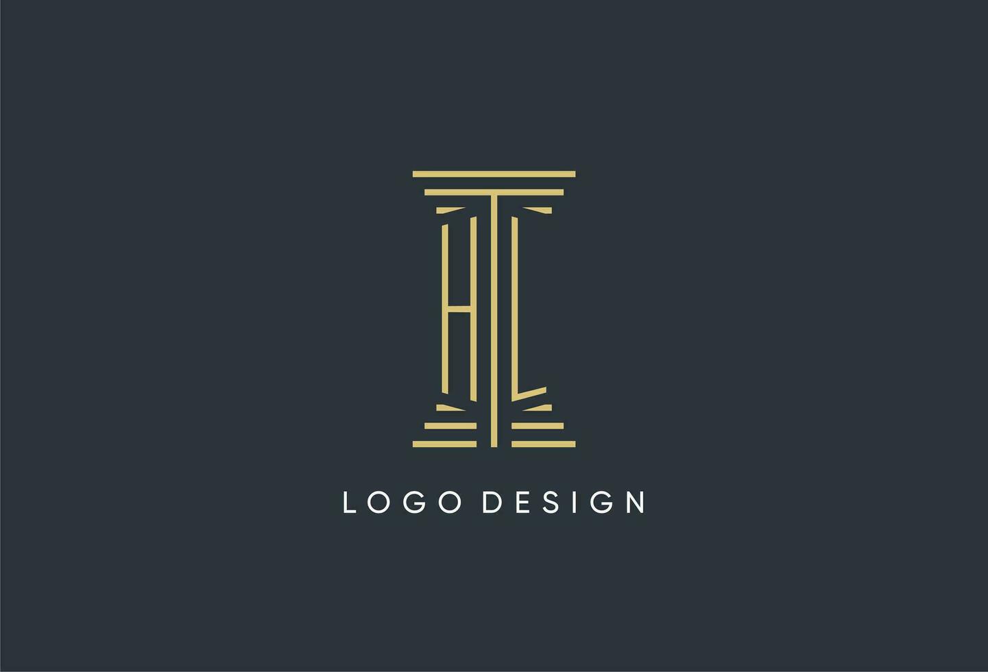 HL initial monogram with pillar shape logo design vector