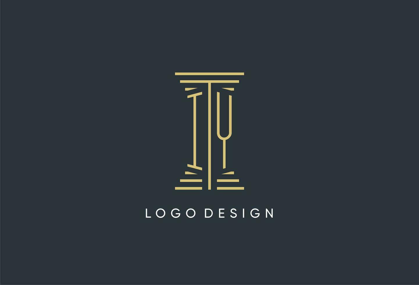 iy inicial monograma con pilar forma logo diseño vector