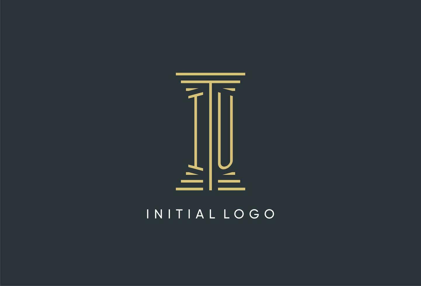 IU initial monogram with pillar shape logo design vector
