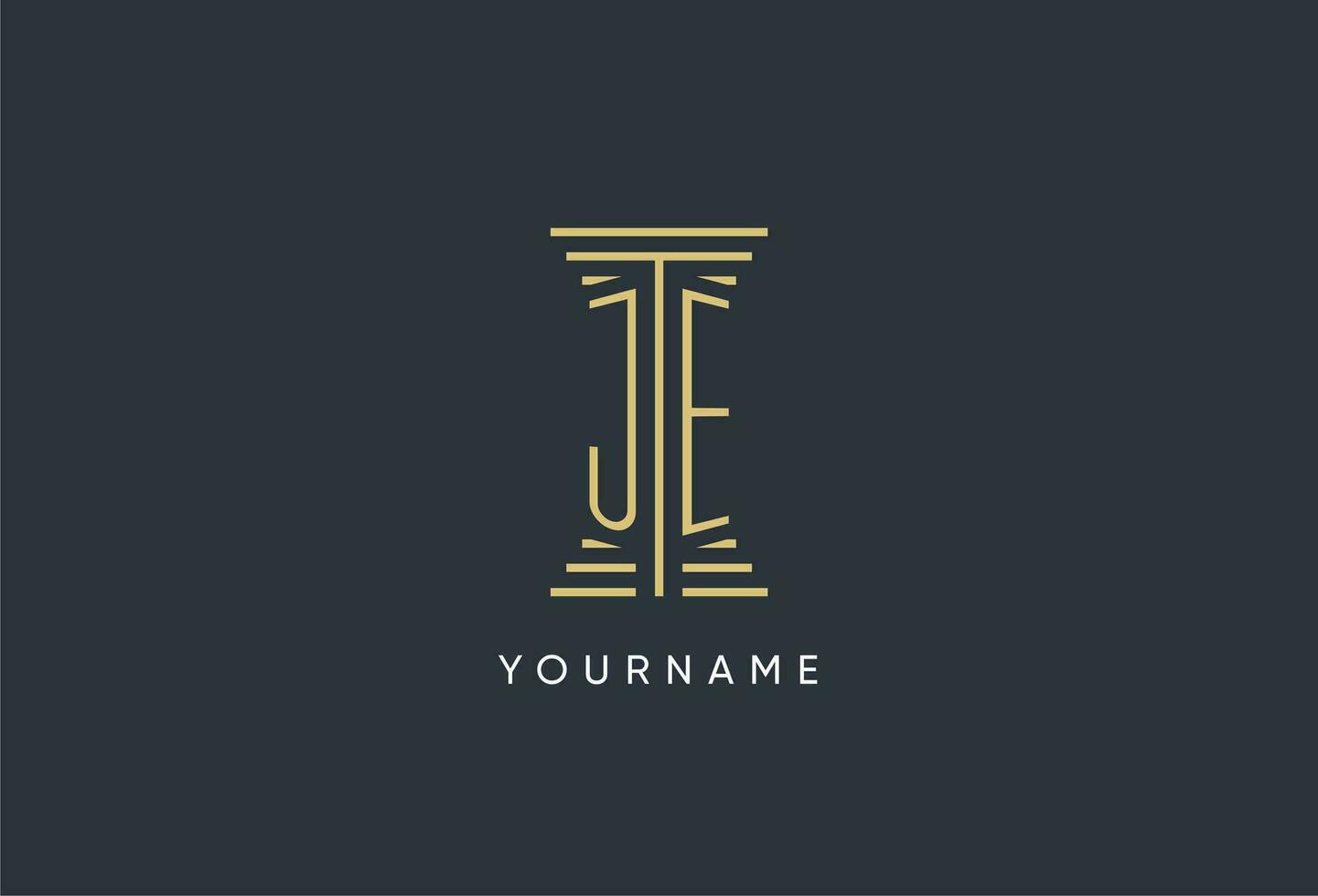JE initial monogram with pillar shape logo design vector