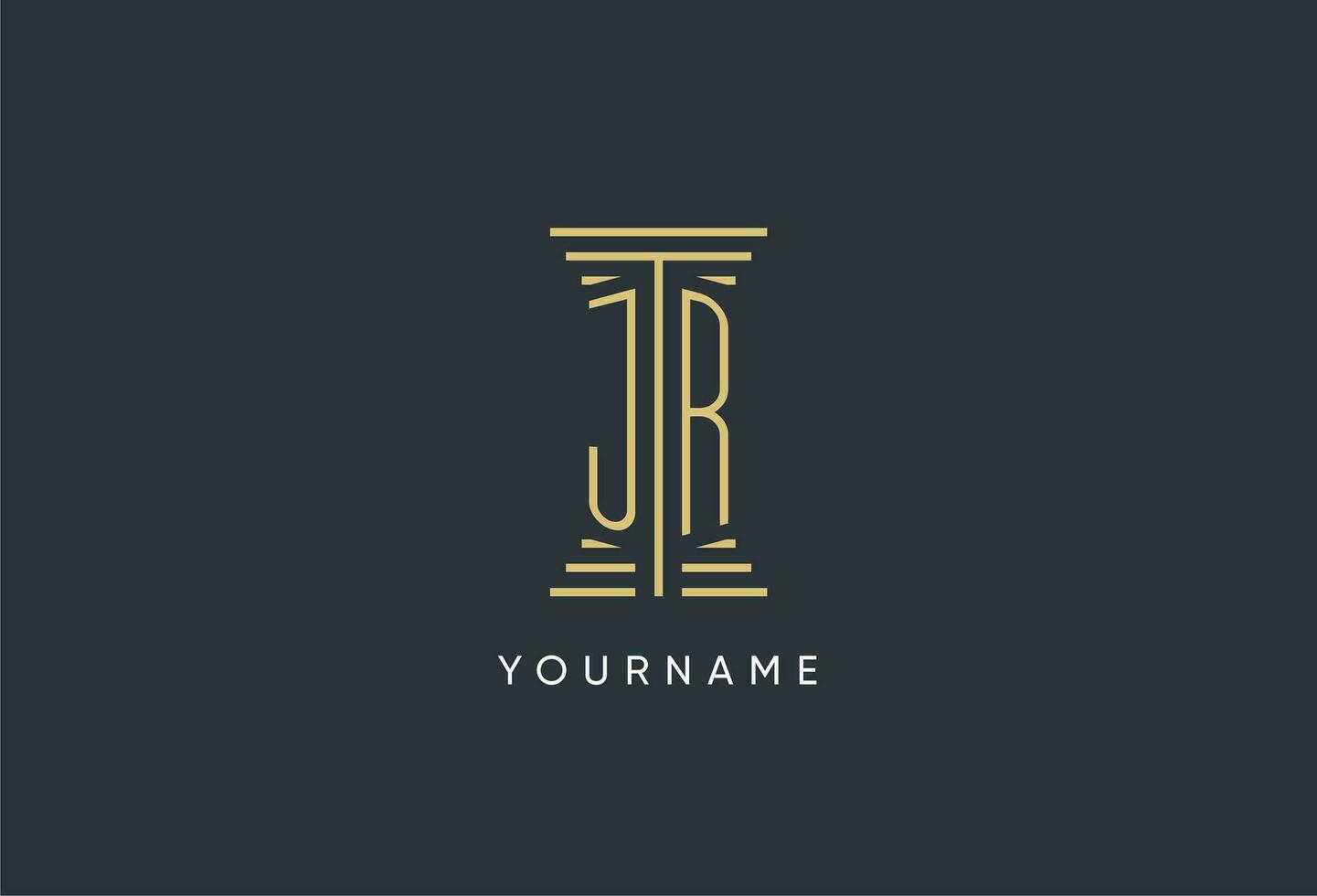 JR initial monogram with pillar shape logo design vector