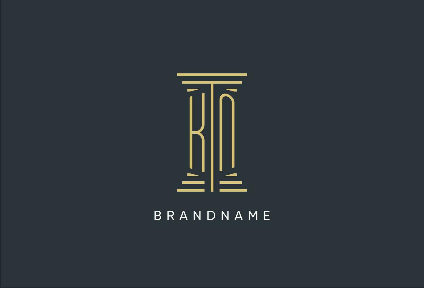 KN initial monogram with pillar shape logo design vector