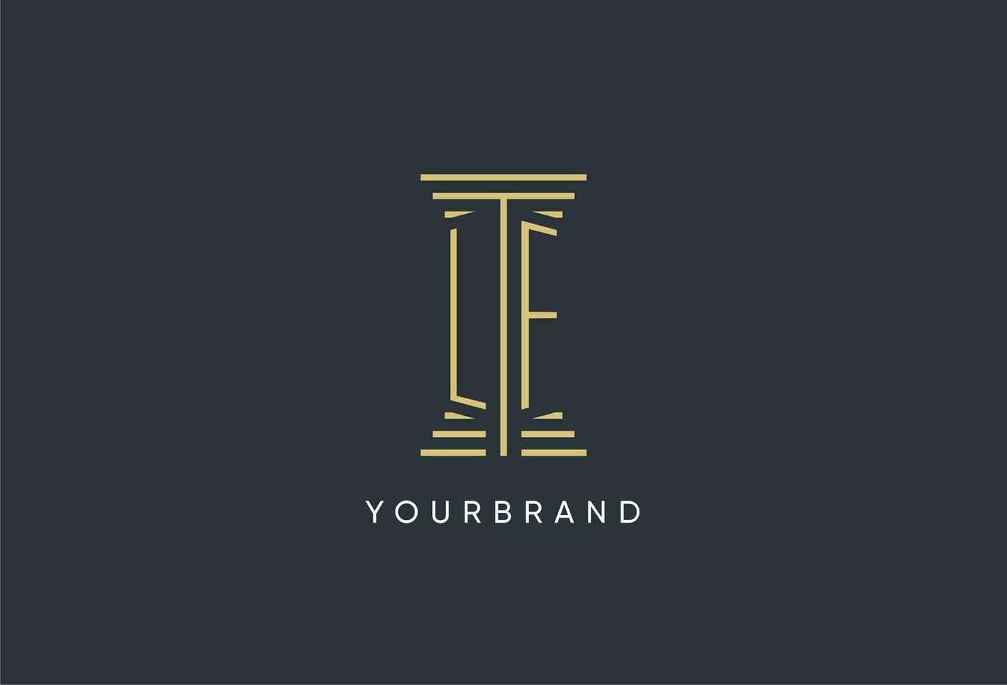 LF initial monogram with pillar shape logo design vector