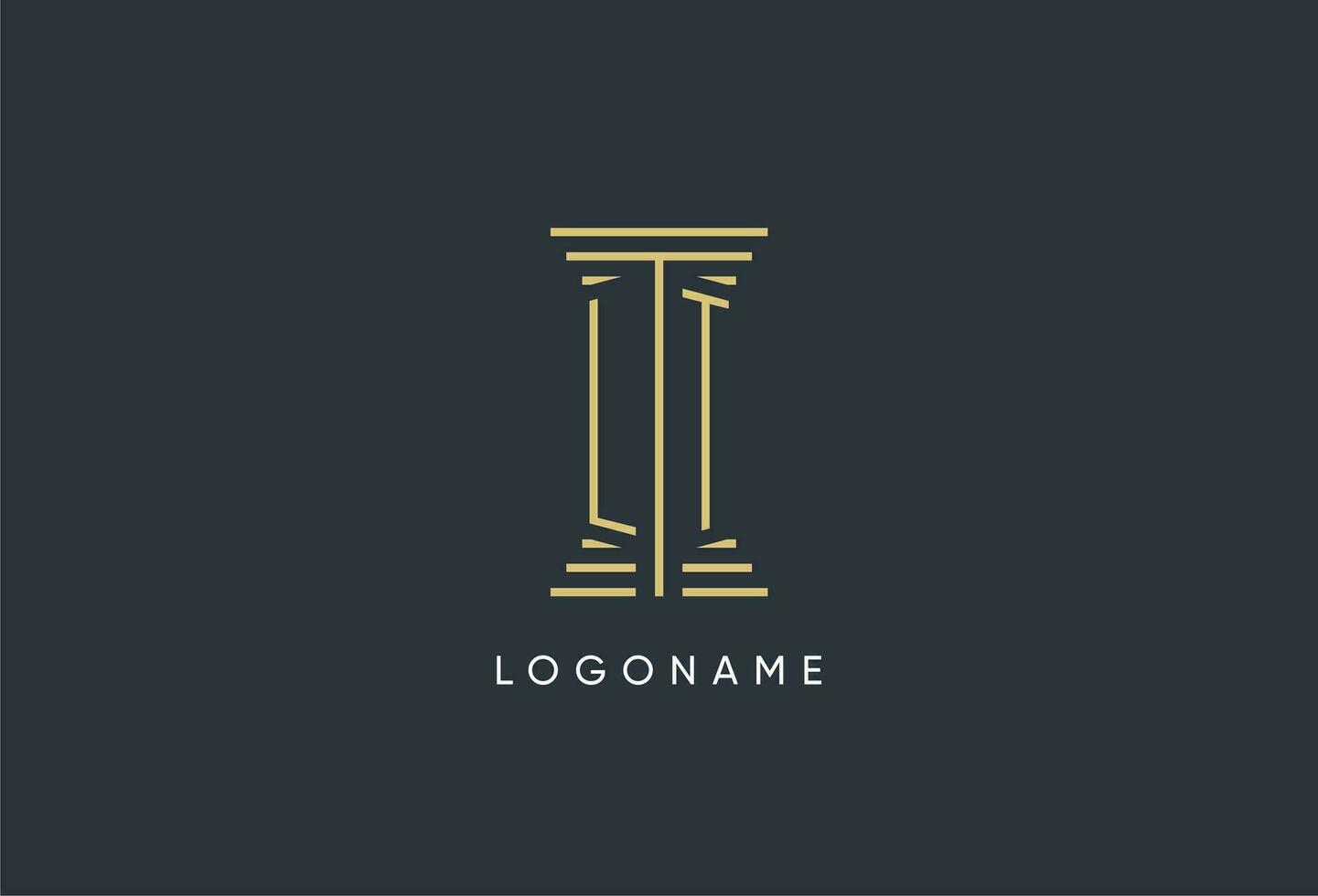 LT initial monogram with pillar shape logo design vector