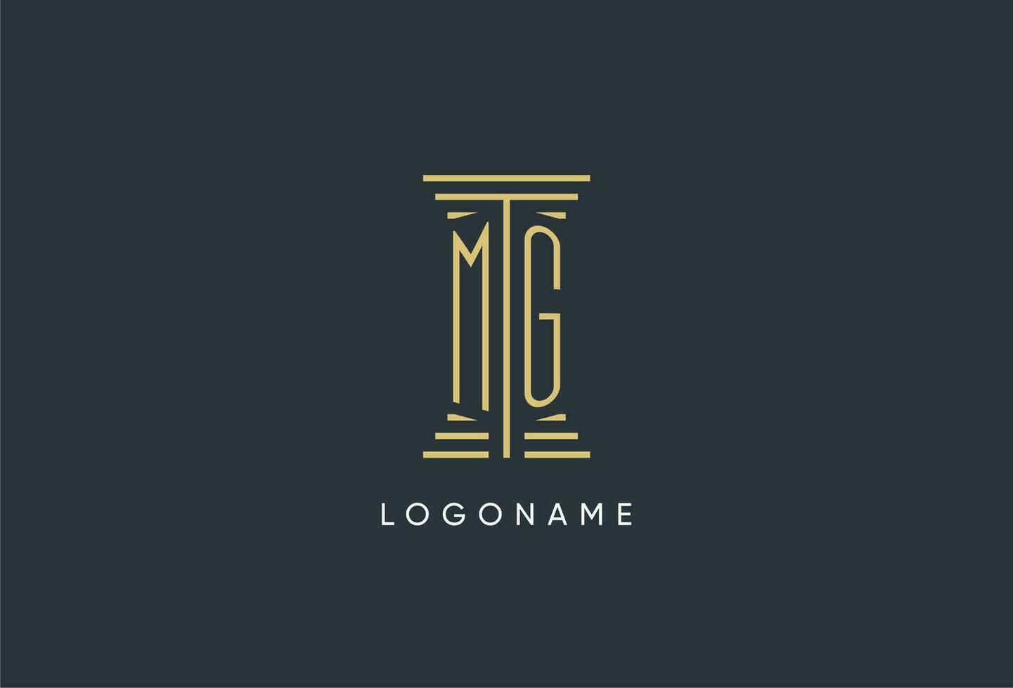 MG initial monogram with pillar shape logo design vector