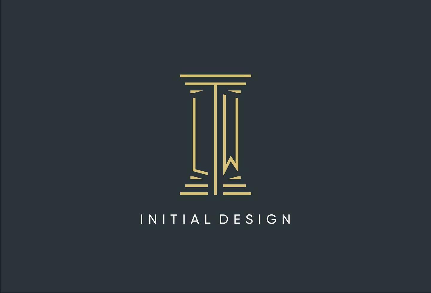 LW initial monogram with pillar shape logo design vector