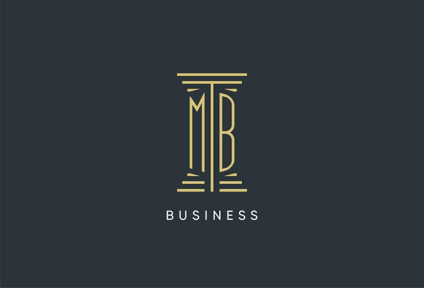 MB initial monogram with pillar shape logo design vector