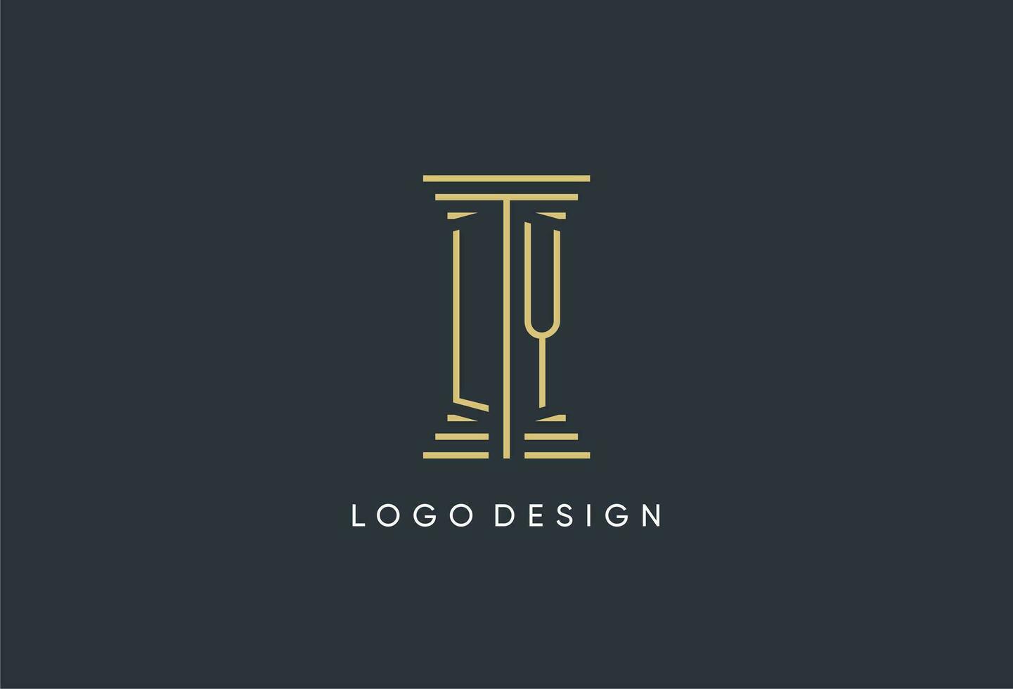 LY initial monogram with pillar shape logo design vector