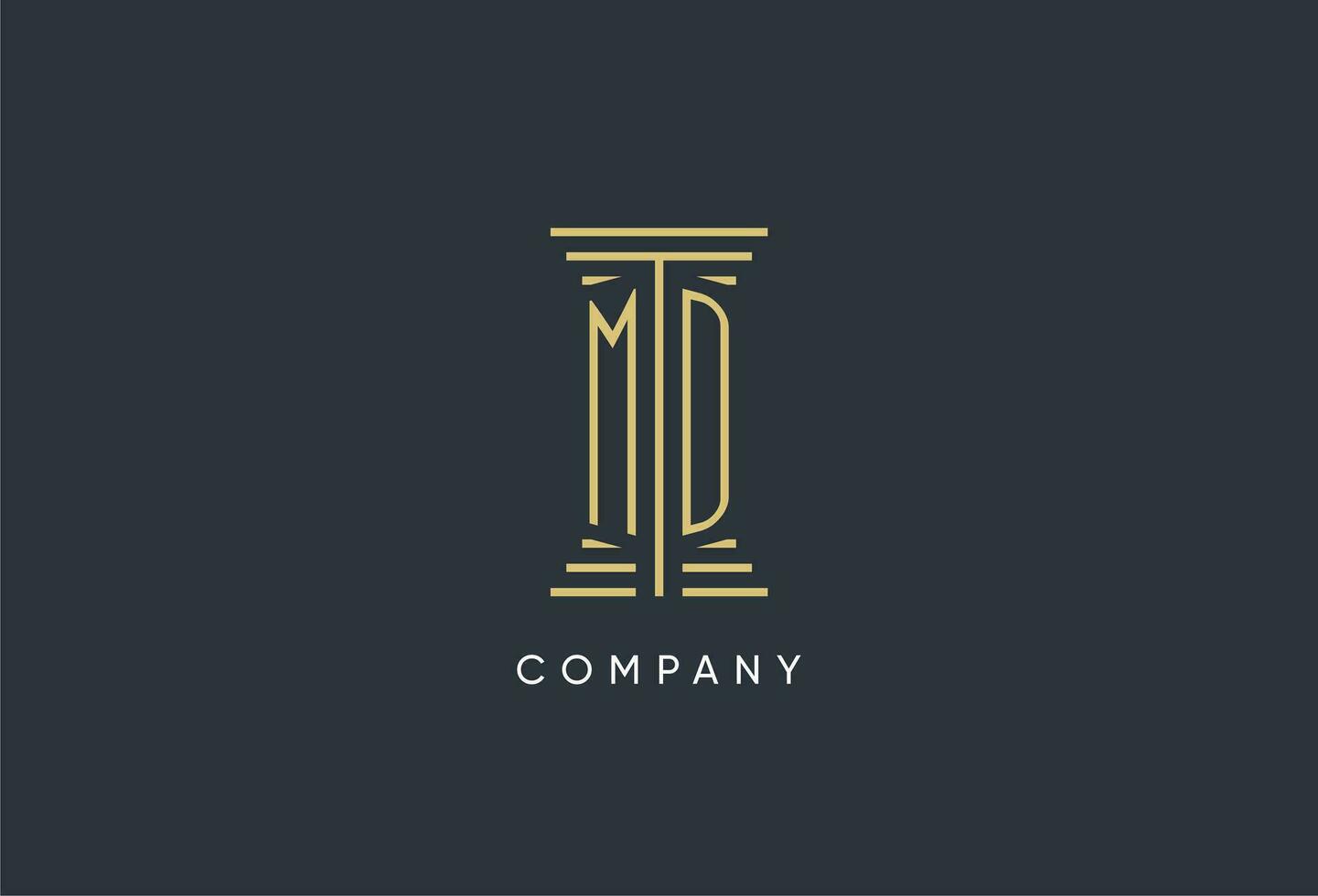 MD initial monogram with pillar shape logo design vector