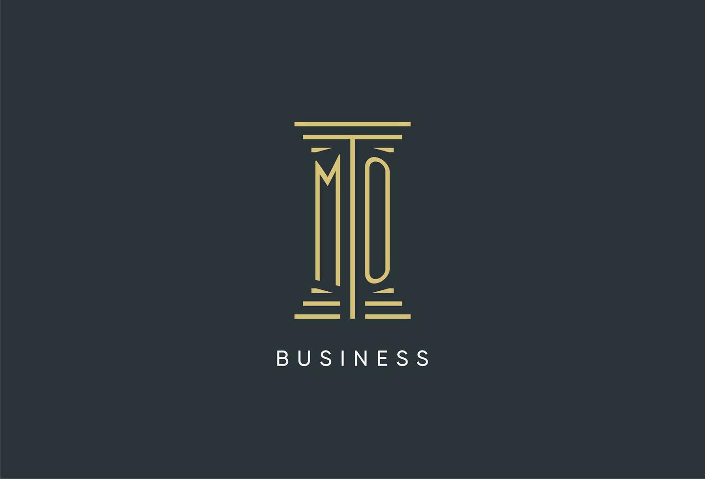 MO initial monogram with pillar shape logo design vector