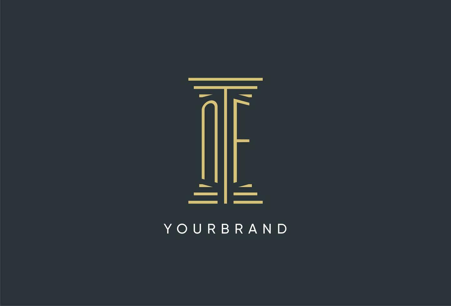 NF initial monogram with pillar shape logo design vector