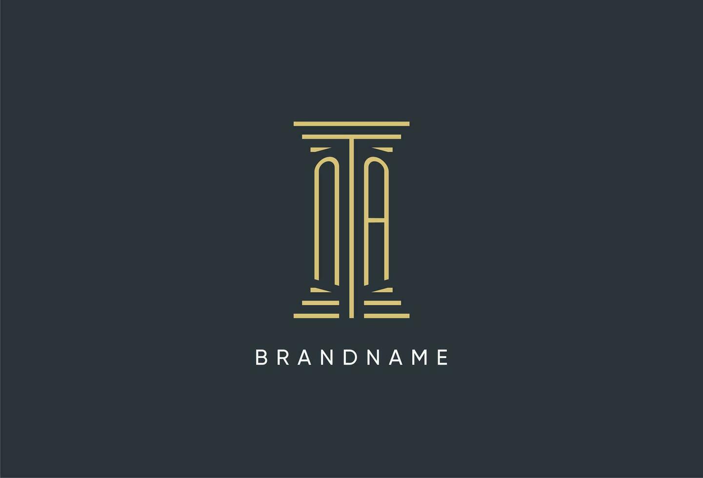 NA initial monogram with pillar shape logo design vector