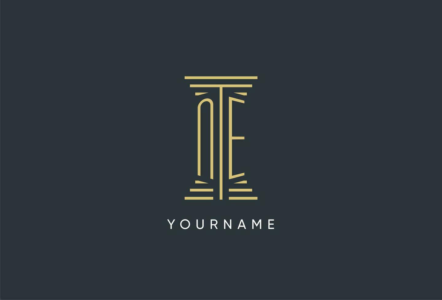 NE initial monogram with pillar shape logo design vector