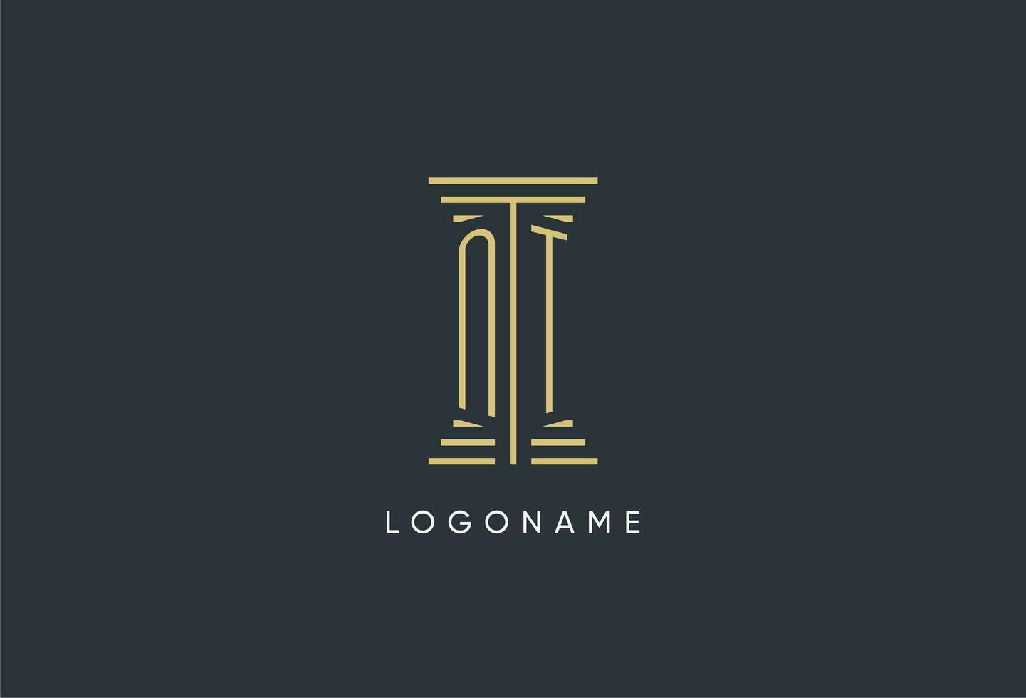 NT initial monogram with pillar shape logo design vector