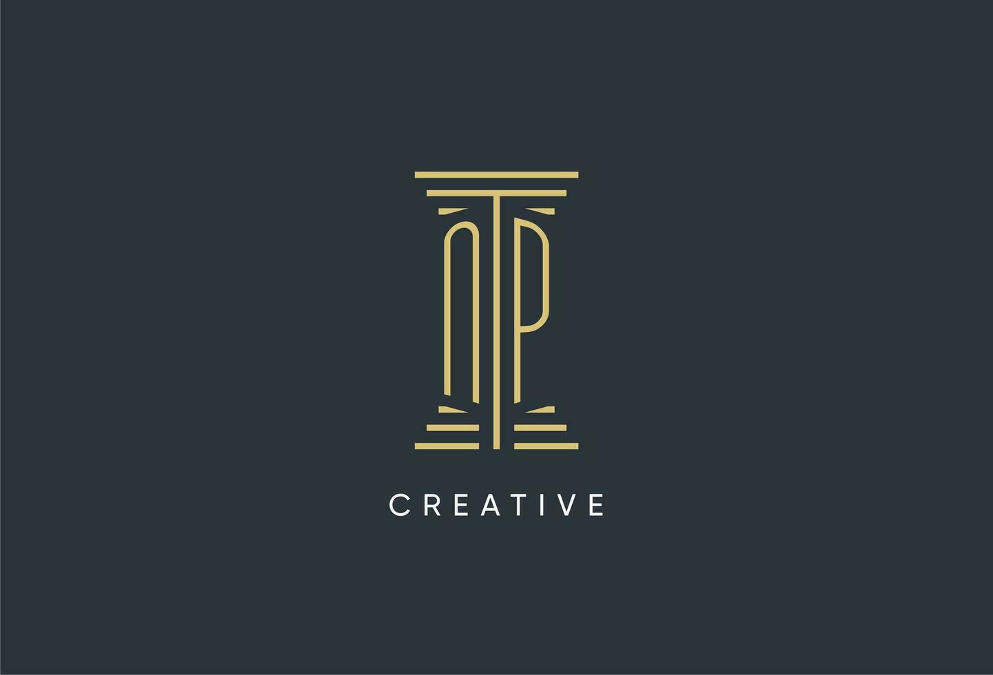 NP initial monogram with pillar shape logo design vector