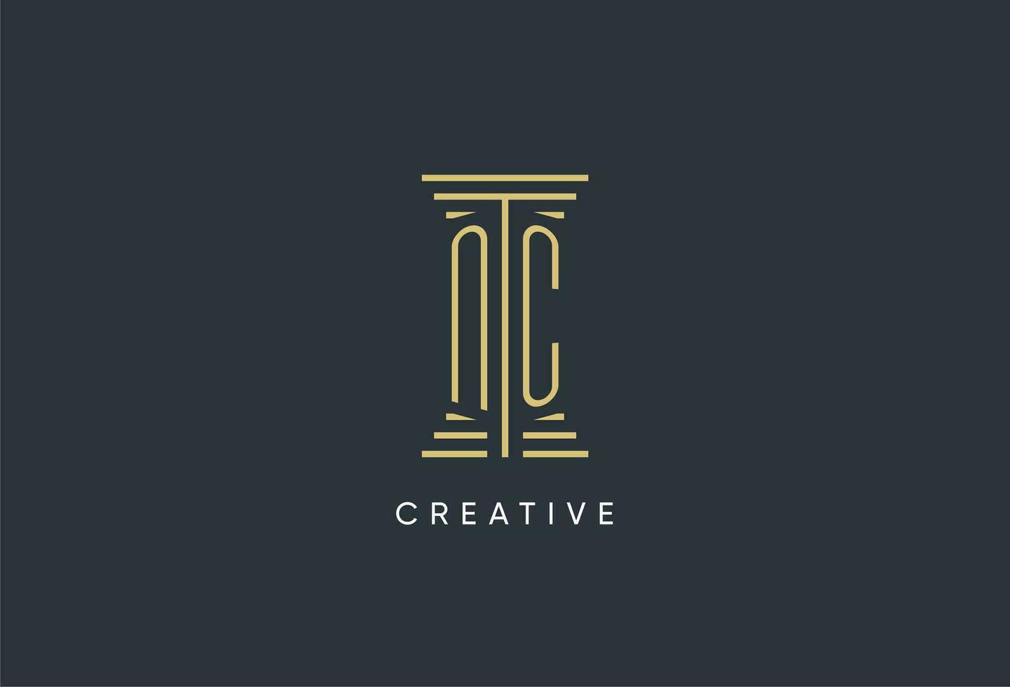 NC initial monogram with pillar shape logo design vector