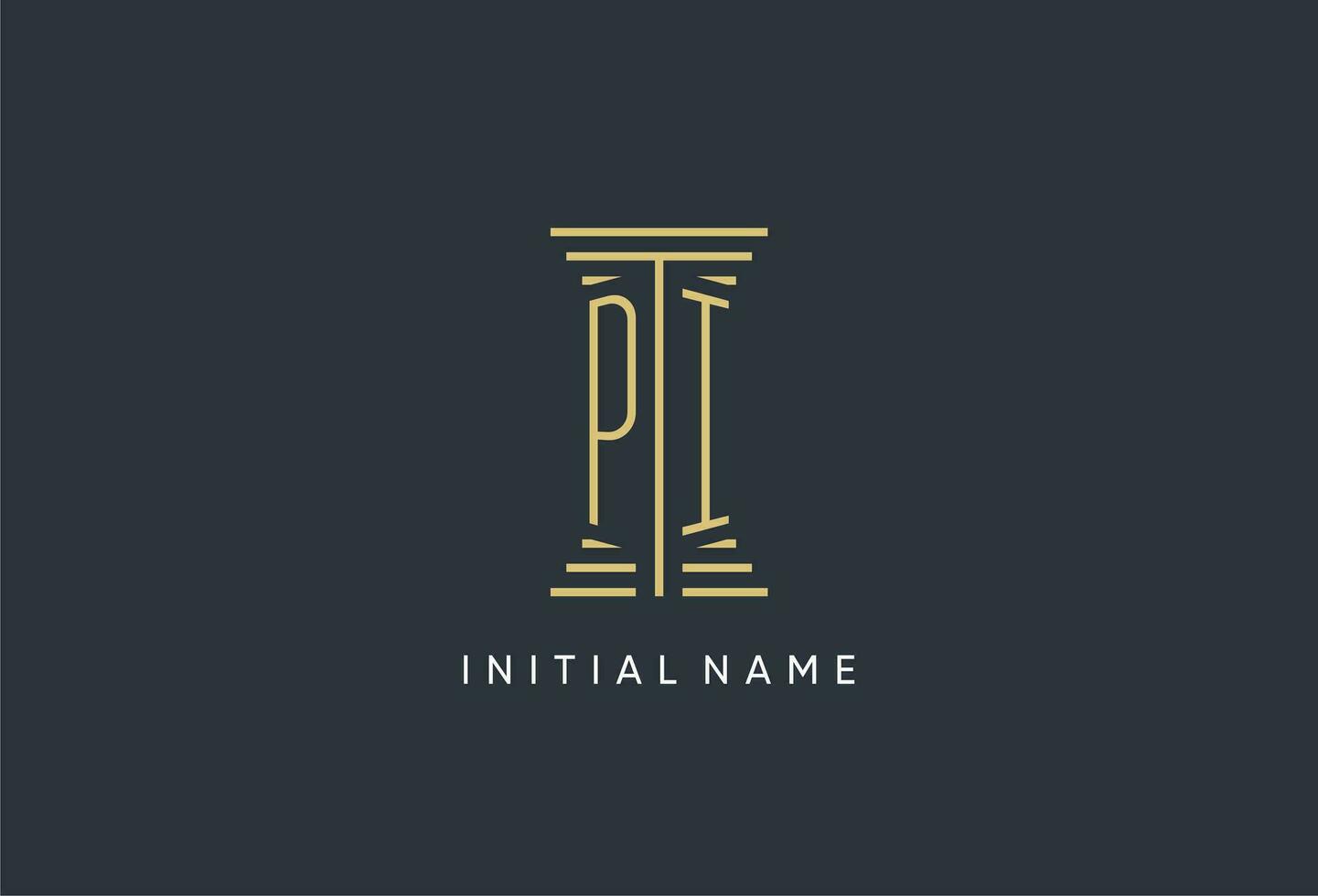 PI initial monogram with pillar shape logo design vector