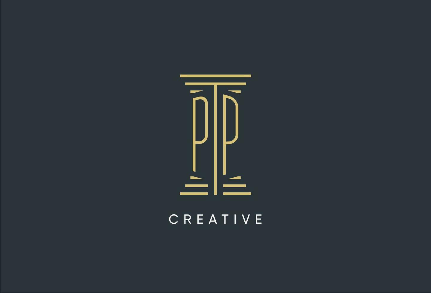 PP initial monogram with pillar shape logo design vector