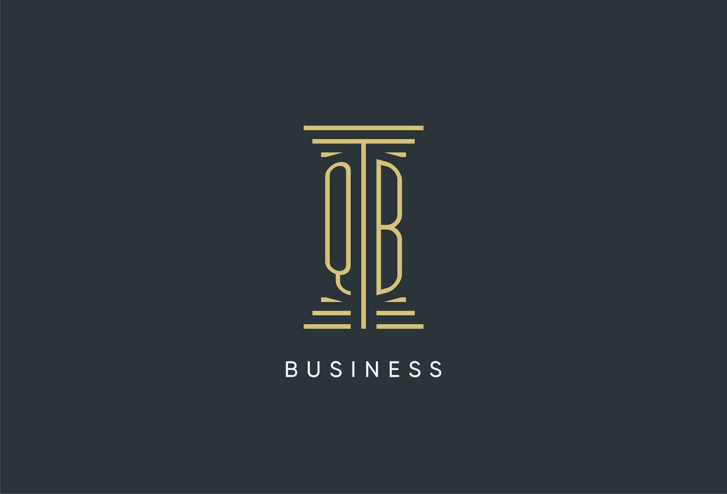 QB initial monogram with pillar shape logo design vector