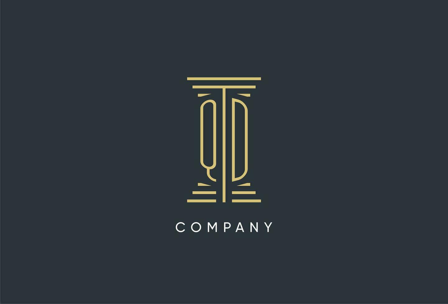 QD initial monogram with pillar shape logo design vector