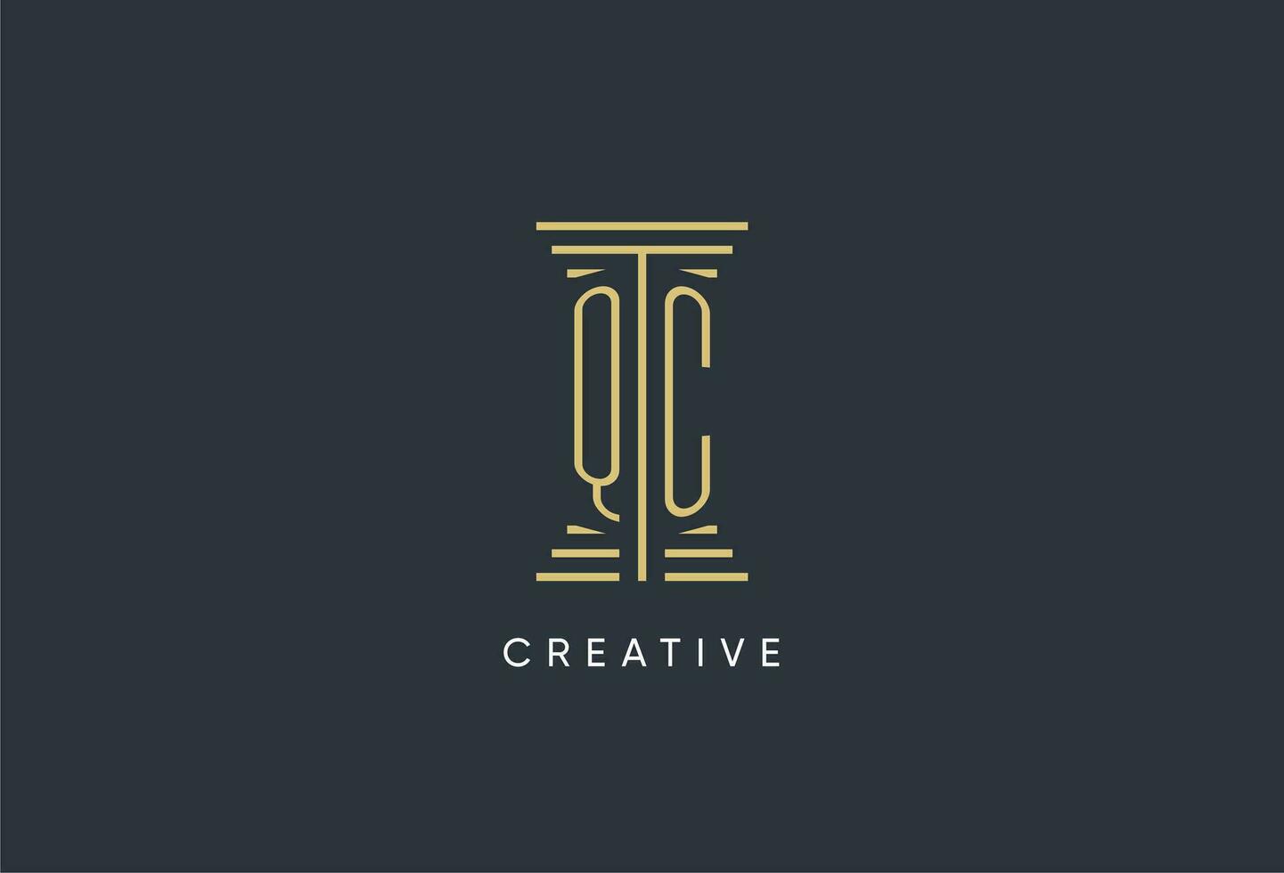QC initial monogram with pillar shape logo design vector