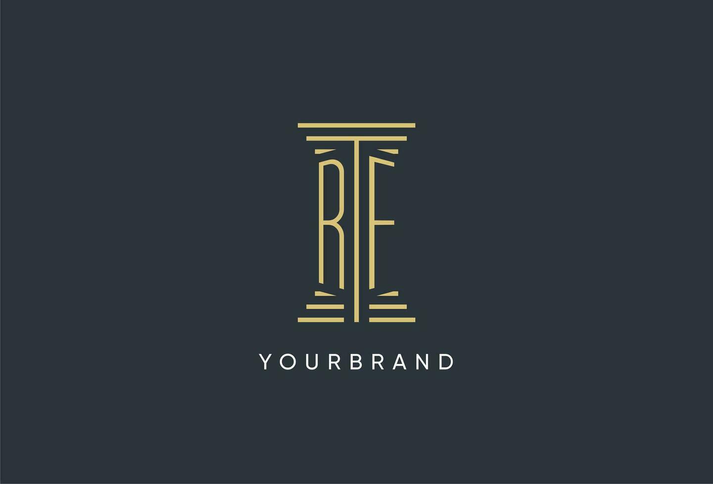 RF initial monogram with pillar shape logo design vector