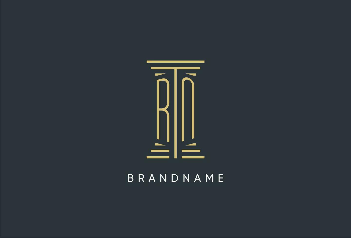 RN initial monogram with pillar shape logo design vector