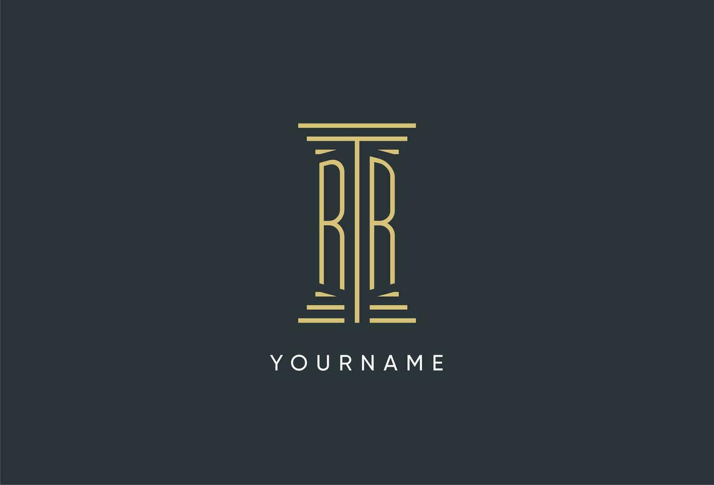 RR initial monogram with pillar shape logo design vector