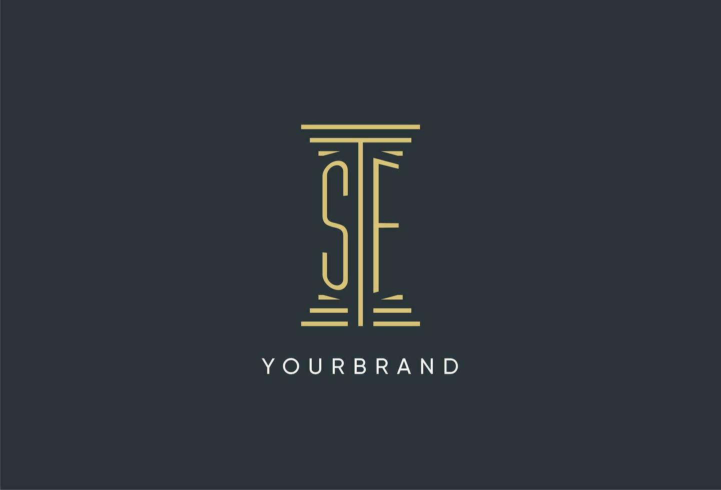 SF initial monogram with pillar shape logo design vector