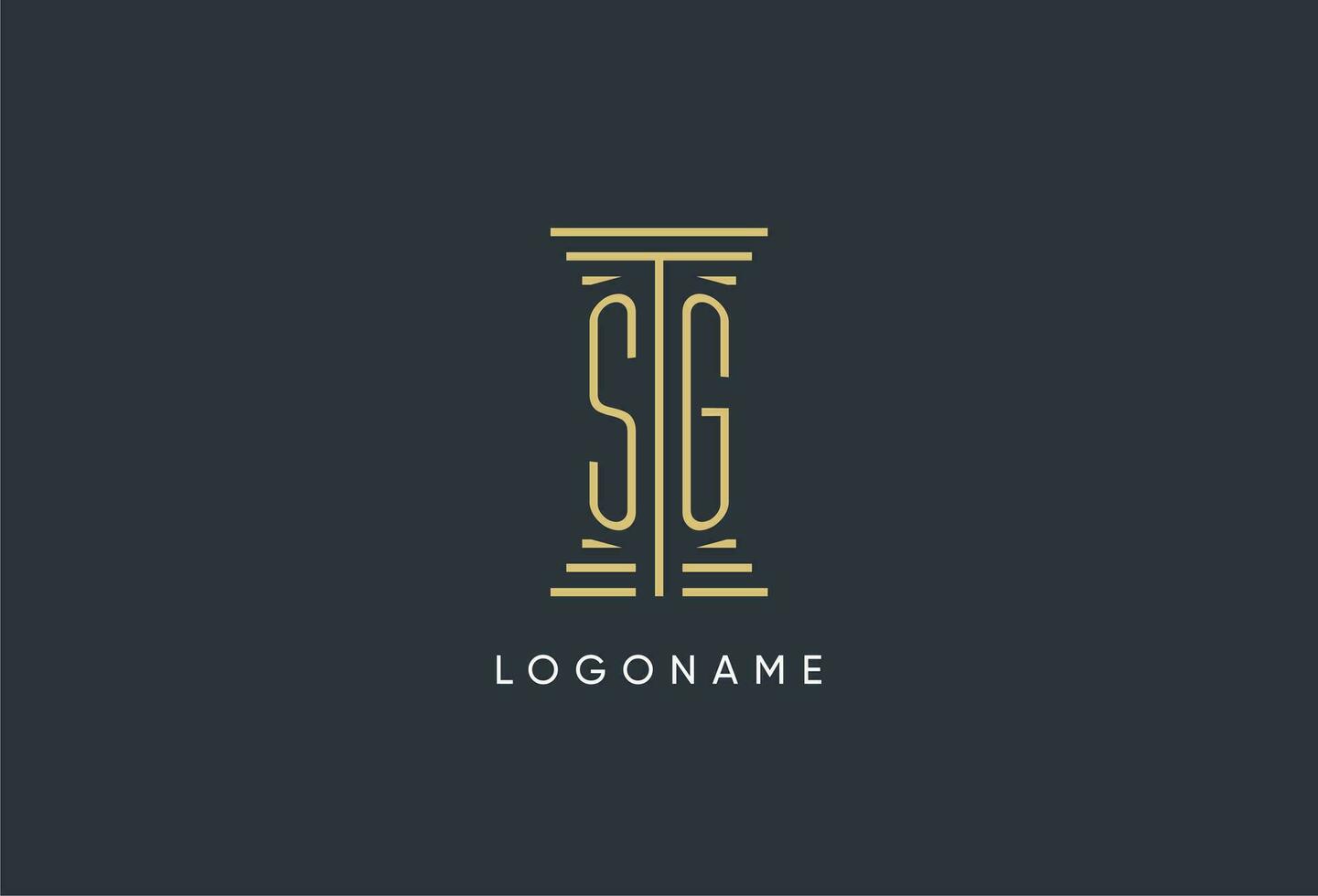 SG initial monogram with pillar shape logo design vector