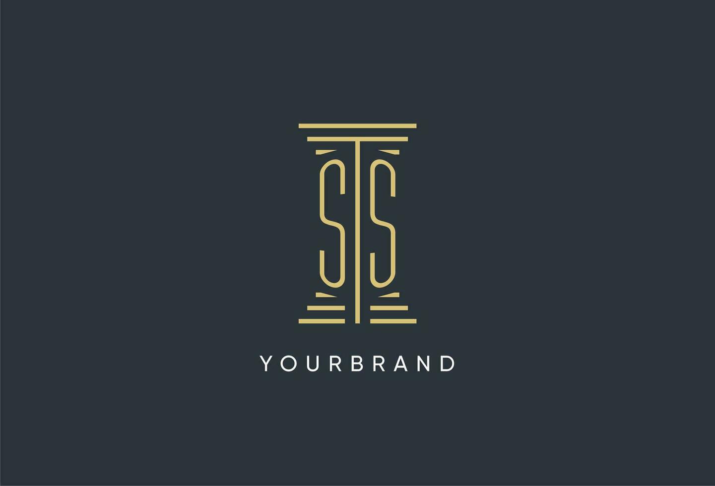 SS initial monogram with pillar shape logo design vector