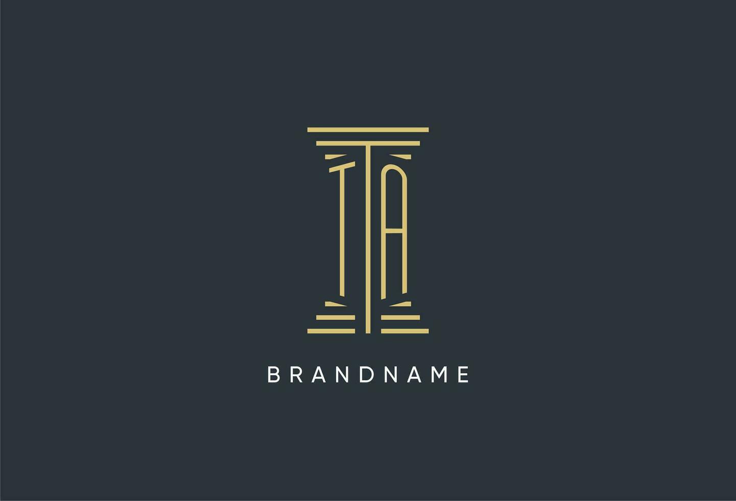 TA initial monogram with pillar shape logo design vector