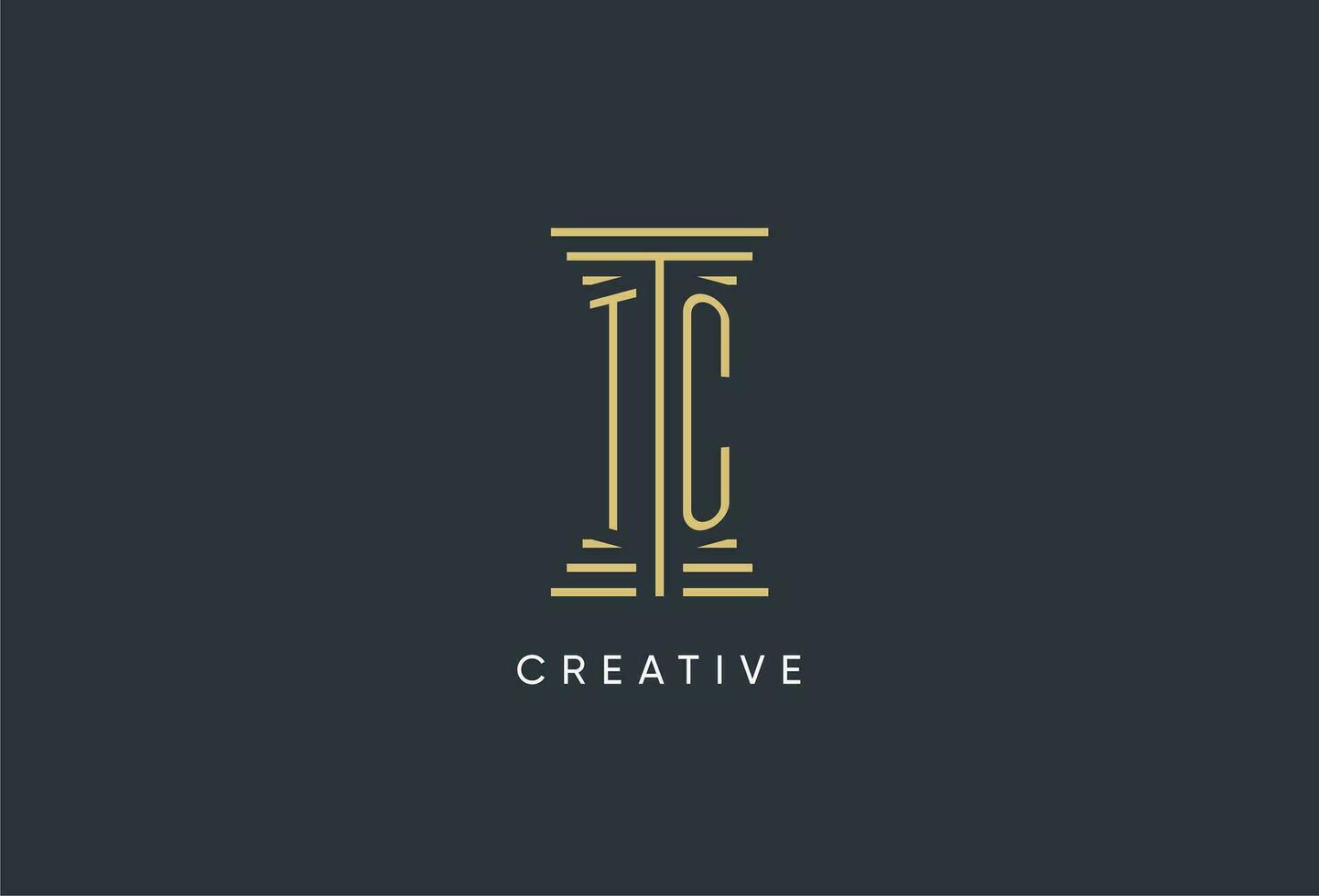 TC initial monogram with pillar shape logo design vector