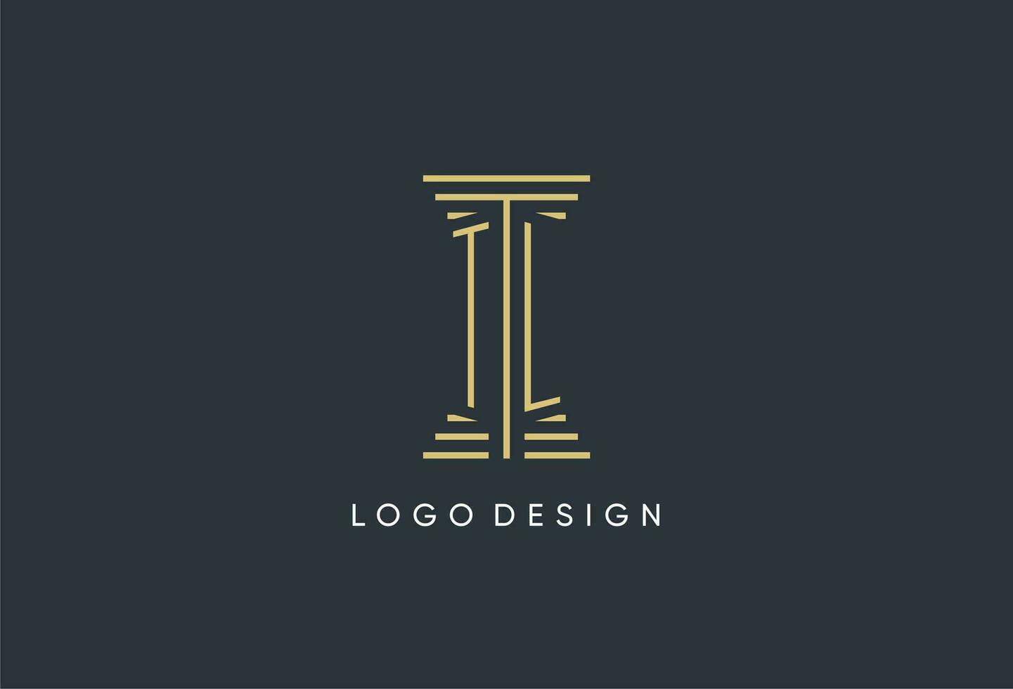TL initial monogram with pillar shape logo design vector