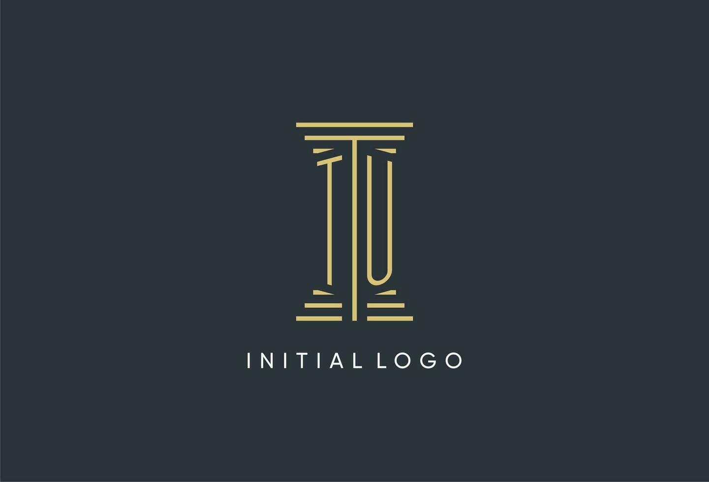 TU initial monogram with pillar shape logo design vector