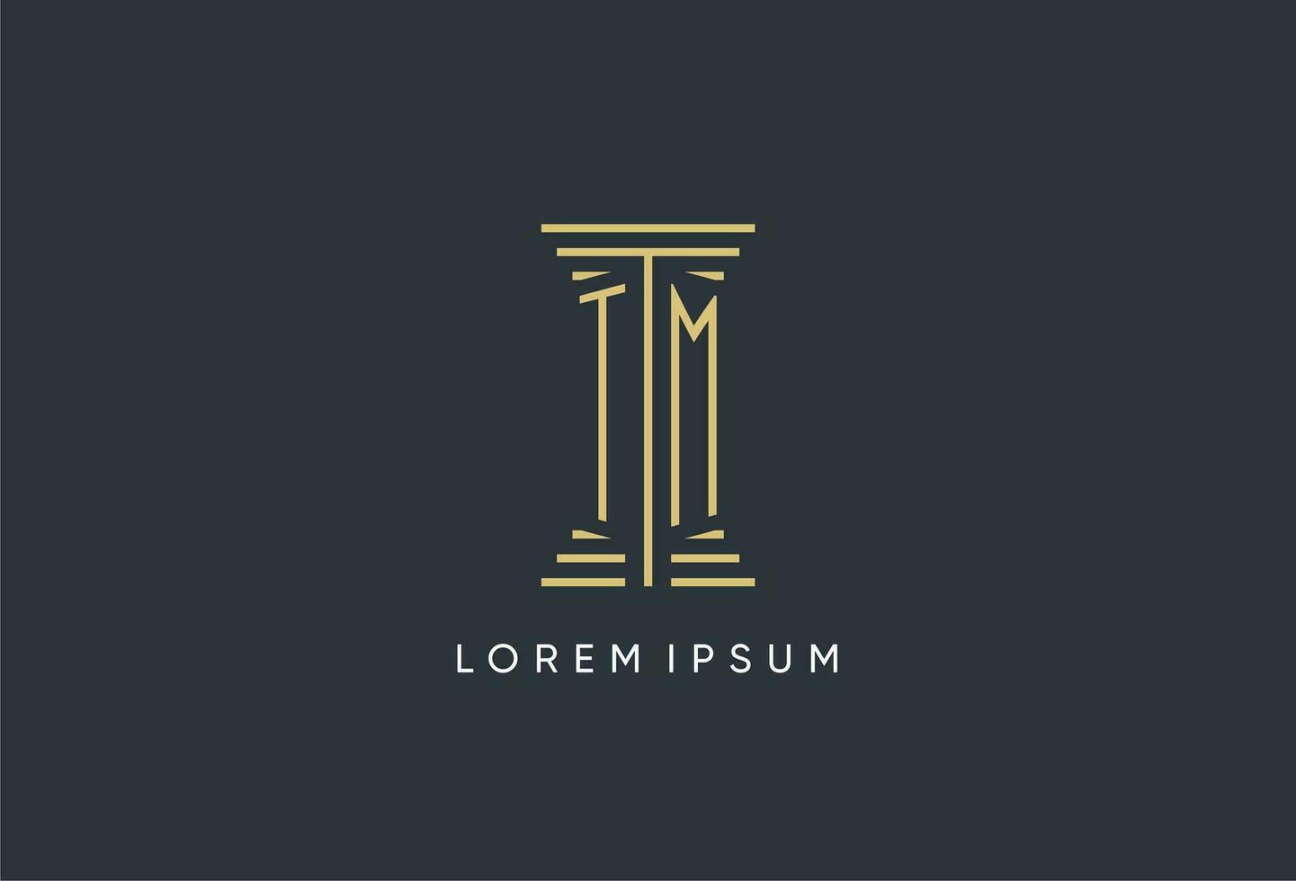 TM initial monogram with pillar shape logo design vector