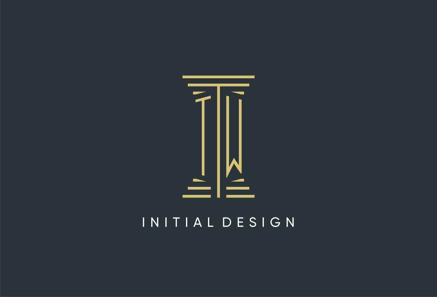 TW initial monogram with pillar shape logo design vector