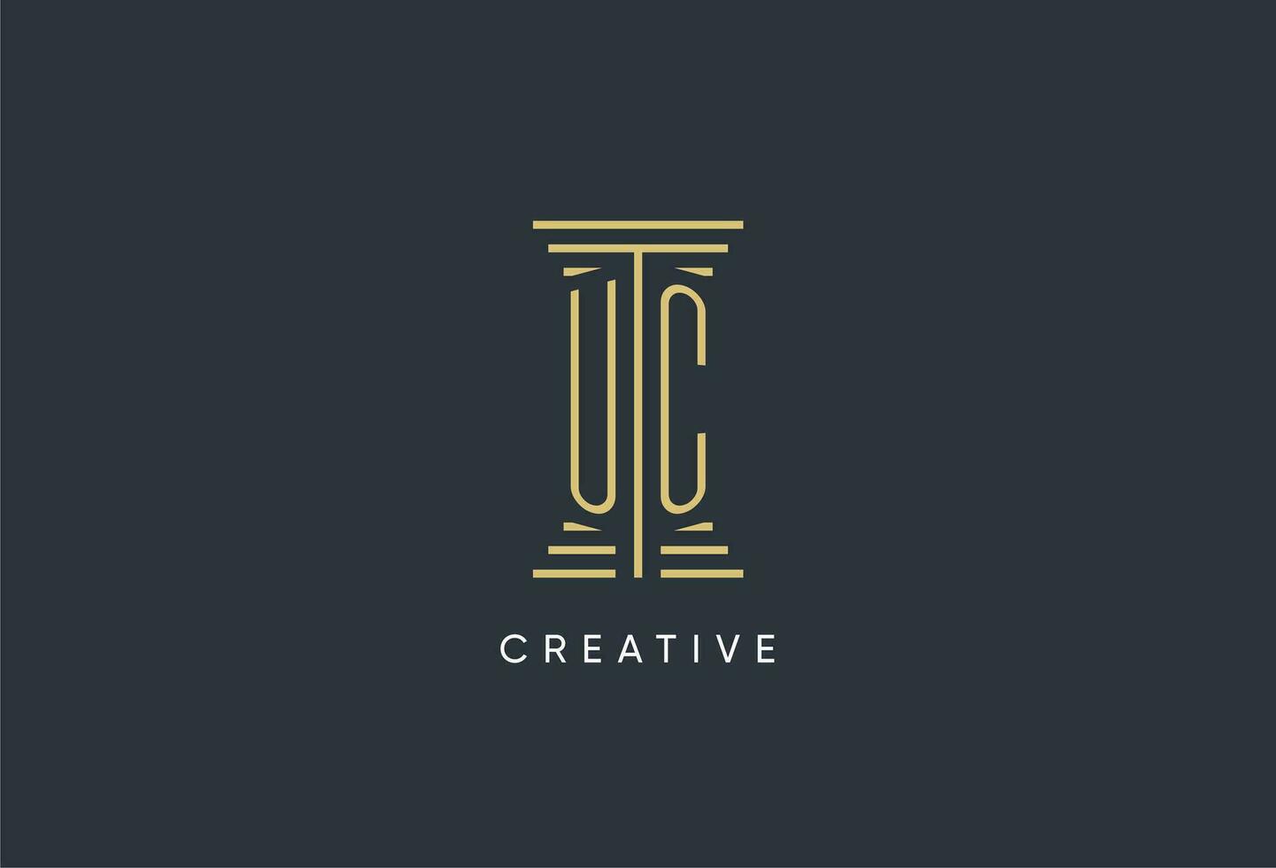 UC initial monogram with pillar shape logo design vector