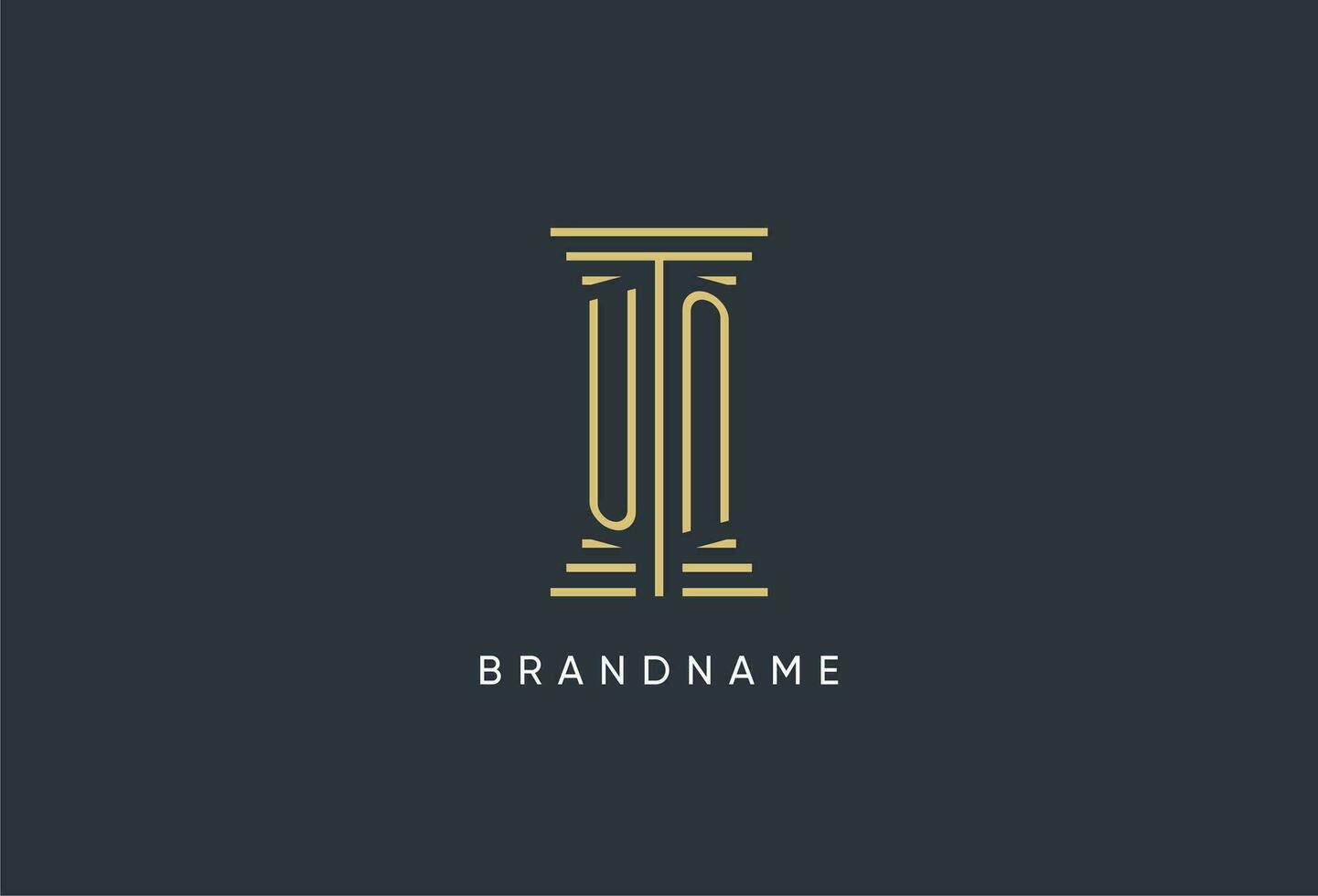 UN initial monogram with pillar shape logo design vector