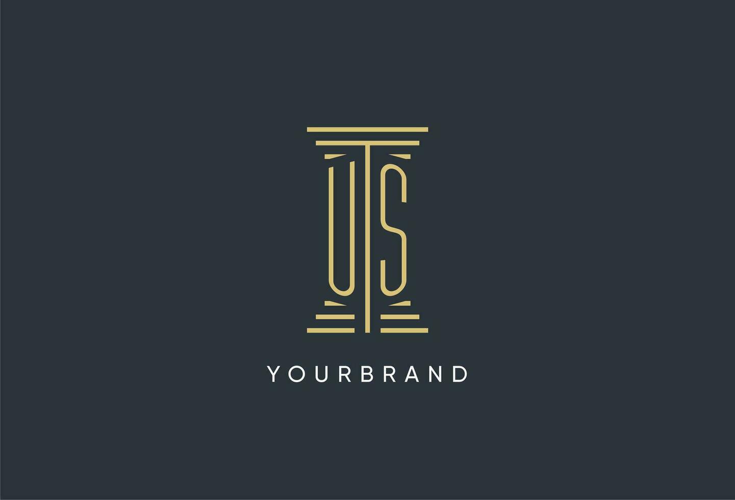 US initial monogram with pillar shape logo design vector