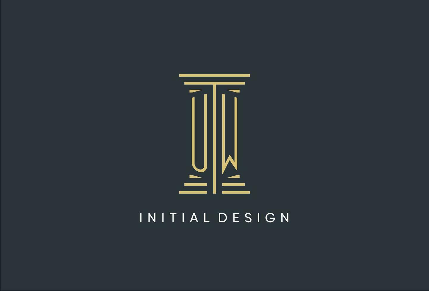 uw inicial monograma con pilar forma logo diseño vector